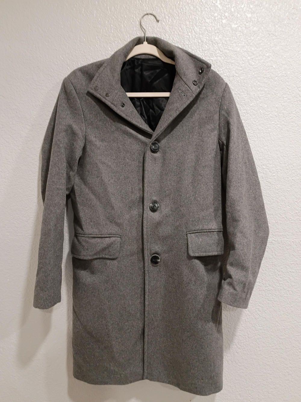H&M Men's Gray Single-Breasted Trench Coat